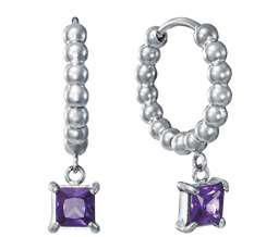 Pendientes Acero Viceroy Mujer 15264E01019 Aro C. Colgante Circonita Morada
