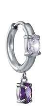 Pendientes Acero Viceroy Mujer 15266E01019 Aro Colgante C. Circonitas Morada Bicolor Blanca