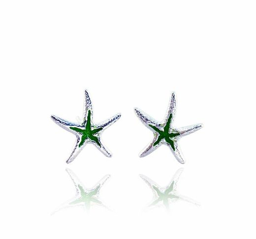 Arior Silver Green Star Earrings 1143613