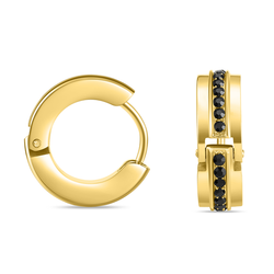 Pendientes Aro Acero IP Dorado Bicolor Negro Police PEAGE0038002