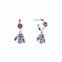 Pendientes Aro Stitch Bronce BC0004P Flor Roja Colgante Disney