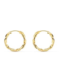 Pendientes Aro Oro 18kts 18002 Retorcidos En Brillo 16mm x 2,00mm