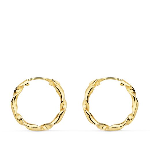 Pendientes Aro Oro 18kts 18002 Retorcidos En Brillo 16mm x 2,00mm