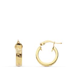 Pendientes Aro Oro 18kts 07000808 Greca Hueca 14mm x 4,00mm
