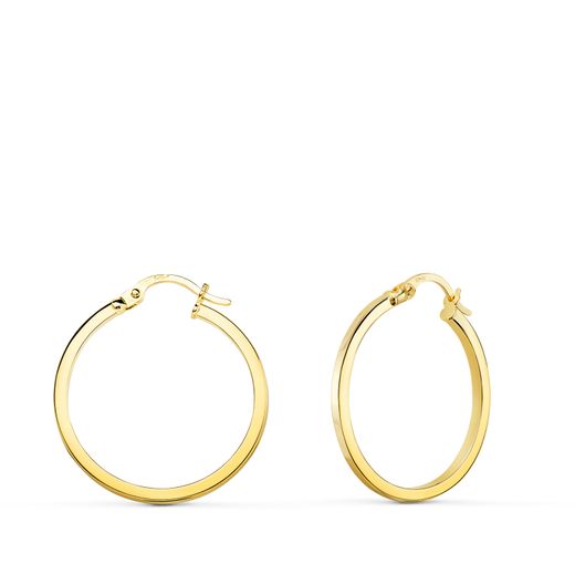 Pendientes Aro Oro 18kts A95-2315 Liso En Brillo 23mm x 1,20mm