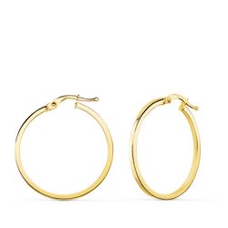 Pendientes Aro Oro 18kts A95-2815 Liso En Brillo 28mm x 1,20mm