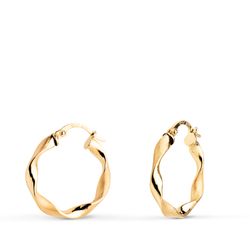 Pendientes Aro Oro 18kts A99-2025 Retorcido En Brillo 20mm x 3,00mm