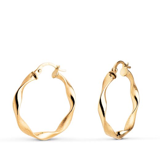 Pendientes Aro Oro 18kts A99-2525 Retorcido En Brillo 24mm x 3,00mm