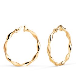 Pendientes Aro Oro 18kts A99-3025 Retorcido En Brillo 30mm x 3,00mm