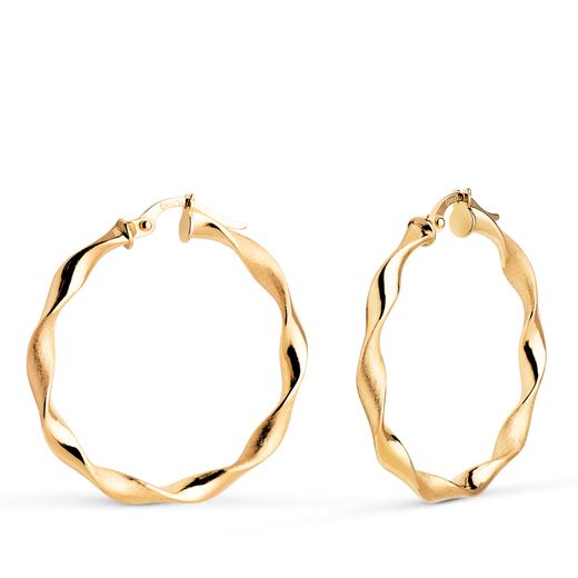 Pendientes Aro Oro 18kts A99-3025 Retorcido En Brillo 30mm x 3,00mm