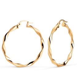 Pendientes Aro Oro 18kts A99-3525 Retorcido En Brillo 34mm x 3,00mm