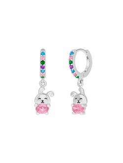 Pendientes Aro Plata Marea Niña D03601/DG Aro Colgante Conejo C. Circonita Rosa