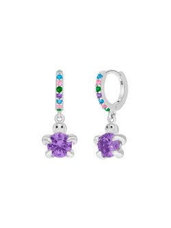 Pendientes Aro Plata Marea Niña D03601/DH Aro Colgante Tortuga C. Circonita Morada