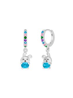 Pendientes Aro Plata Marea Niña D03601/DJ Aro Colgante Conejo C. Circonita Azul Claro