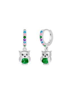 Pendientes Aro Plata Marea Niña D03601/DM Aro Colgante Búho C. Circonita Verde