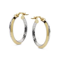 Brincos de argola bicolor em ouro 18kts 20mm Versace 15000343