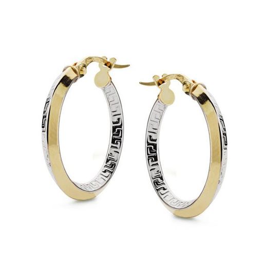 Brincos de argola bicolor em ouro 18kts 20mm Versace 15000343