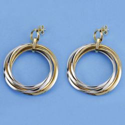 Pendientes Aros Bicolor Oro 18kts Retorcidos 46x4mm 19000088