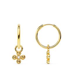Orecchini a cerchio croce in oro 18kt con zirconi 18403-CR1C1