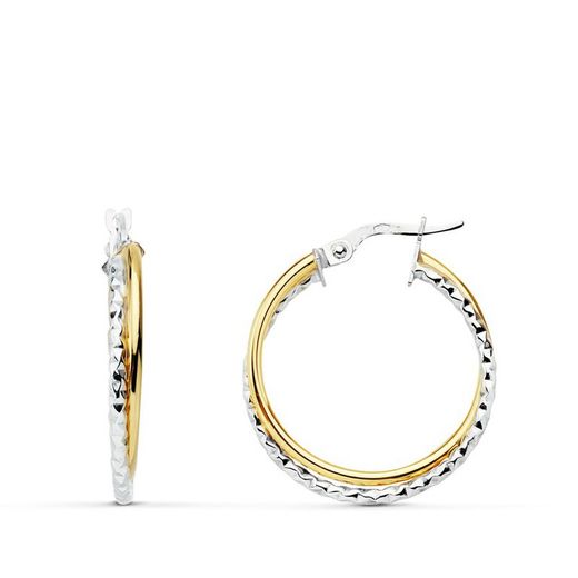 Boucles d'Oreilles Double Créoles Bicolores 24 X 3 mm 25000105