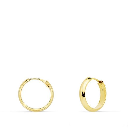18kts Gold Hoop Earrings 1/2 Shank 14x3mm 18035