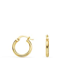 Pendientes Aros Oro 18Kts 14mm A97-1420 Tubos Redondos Huecos