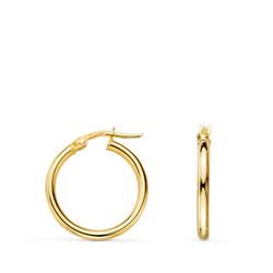 Pendientes Aros Oro 18Kts 19mm A97-1920 Tubos Redondos Huecos