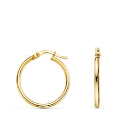Pendientes Aros Oro 18Kts 24mm A97-2420 Tubos Redondos Huecos