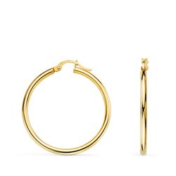 Pendientes Aros Oro 18Kts 29mm A97-2920 Tubos Redondos Huecos