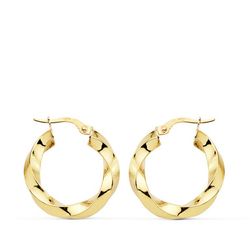 Pendientes Aros Oro 18kts Brillo Retorcidos 22 X 3 mm 7000774
