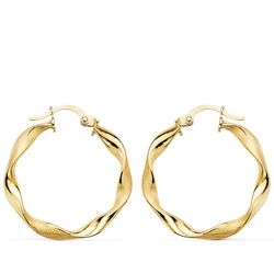 Brincos de argola de ouro 18k 25 mm trançados 13000181
