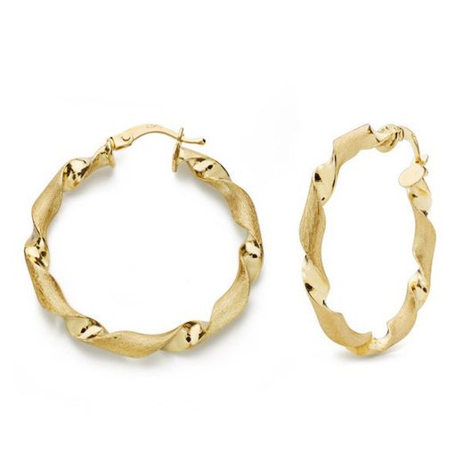 18kts Guld 31mm Twisted Hoop Øreringe 07000798