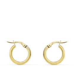 Pendientes Aros Oro 18kts Huecos Espiga 15 X 2 mm 7000784