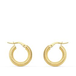 Pendientes Aros Oro 18kts Huecos Espiga 16 X 3 mm 7000786