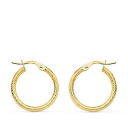 Pendientes Aros Oro 18kts Huecos Espiga 19 X 2 mm 7000785