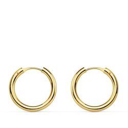 Pendientes Aros Oro 18kts Redondos Lisos 16 X 2 mm 18747