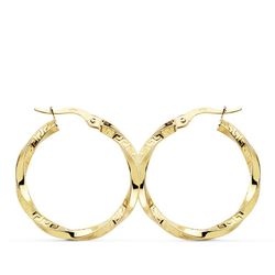 Pendientes Aros Oro 18kts Reliados Greca 25 X 2.5 mm 7000778