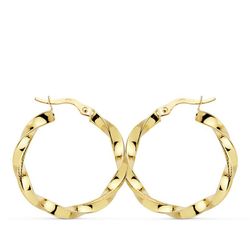 Pendientes Aros Oro 18kts Reliados Hilo 21 X 3 mm 7000780