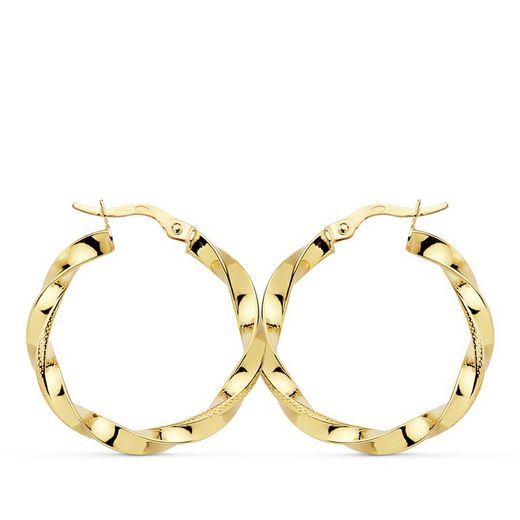 Σκουλαρίκια 18kts Gold Hoop Relied Thread 26 X 3 mm 7000780