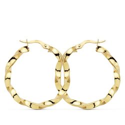 Pendientes Aros Oro 18kts Reliados Hilo 30 X 3 mm 7000781