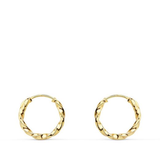 18kts Gold Twisted Hoop Earrings Galloneados 12x1,5mm 18011