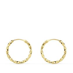 Pendientes Aros Oro 18kts Retorcidos Galloneados 16x1,5mm 18013