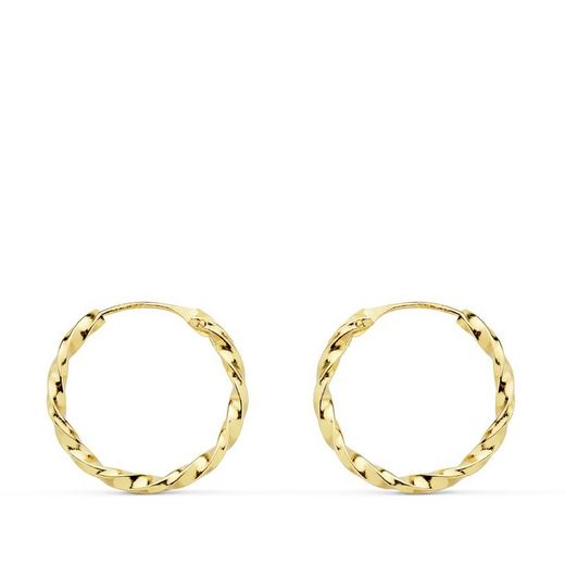 18kts Gold Twisted Hoop Earrings 16x1,5mm 18013