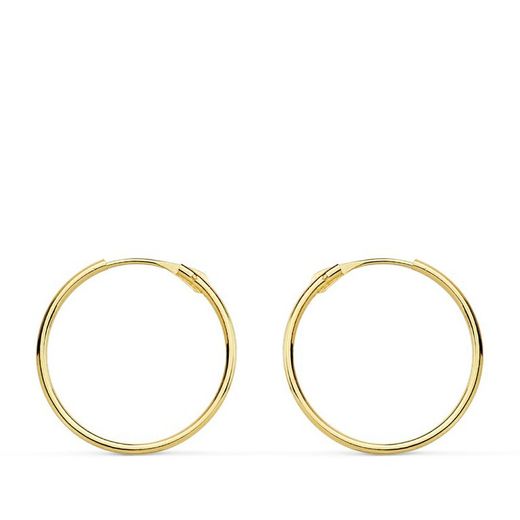 18kts Gold Hoop Earrings Tube 16x0,8mm 18032