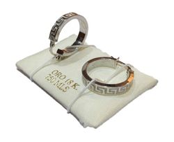 Pendientes Aros Oro Blanco 18kts 18mm Versace Greca