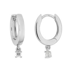 Pendientes Aros Oro Blanco 9Kts (9)9KLGD195W Diamante Laboratorio 0,05ct