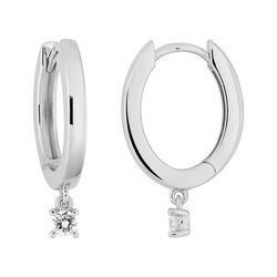 Pendientes Aros Oro Blanco 9Kts (9)9KLGD196W Diamante Laboratorio 0,11ct