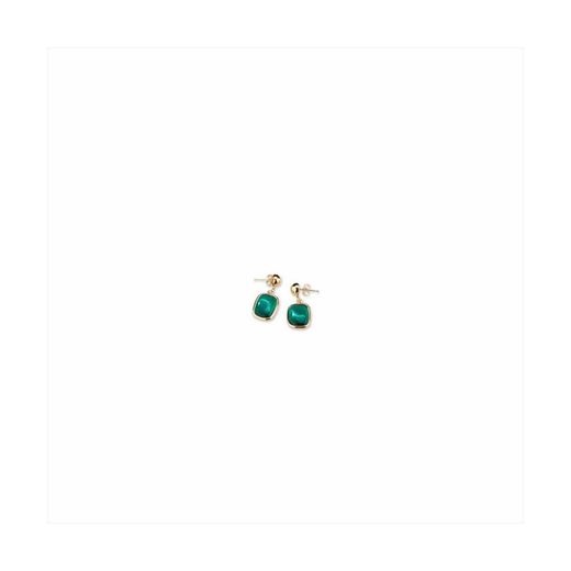 Pendientes Bronce 3cm Sovrani J9075 Dorado Pauline Piedra Verde