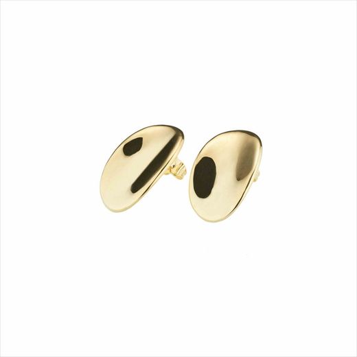 Brincos de Bronze 3cm Sovrani J9660 Oval Côncavo Latão Dourado