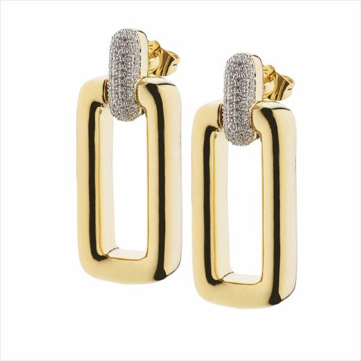 Arracades Bronze 4cm Sovrani J9717 Rectangle Circonites Daurat Llautó